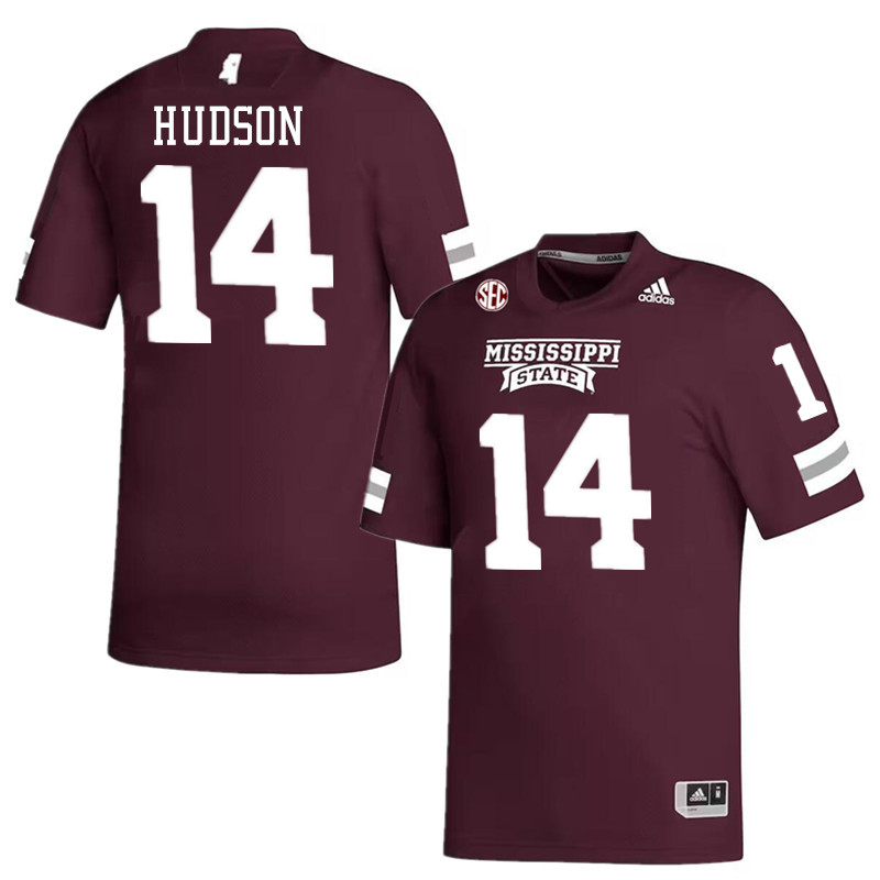 Men #14 Trent Hudson Mississippi State Bulldogs College Football Jerseys Stitched-Maroon